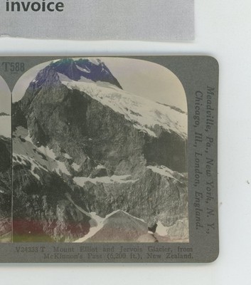 Mount Elliott & Jervois Glacier New Zealand Keystone Stereoview