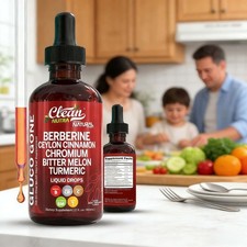 Clean Nutra Berberine with Ceylon Cinnamon Supplement Liquid Drops USA new