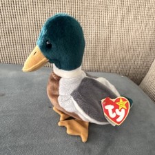 Ty Beanie Baby Mallard Duck Plush with Heart Tag 1997 Retired