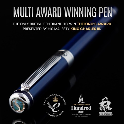 Scriveiner Midnight Blue Tintenroller - Atemberaubender Blaulack Luxus Stift, C... - Bild 2 von 9