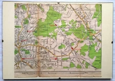 Sundridge Park Chislehurst Bromley Framed Vintage Cloth Map 1937 London Elmstead