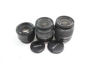 Vintage Autofocus Camera Lenses Working Inc Canon 50mm & 18 55mm Etc x 3