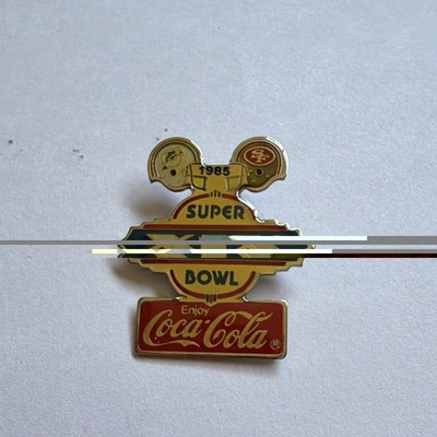 Coca-Cola Super Bowl XIX San Francisco 49ers vs Miami Dolphins Gold Red NFL Pin