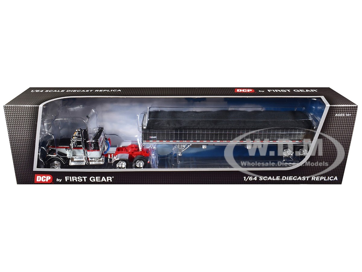 KENWORTH W900A W/SLEEPER & GRAIN TRAILER BLACK 1/64 BY DCP/FIRST