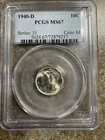 1940-D MERCURY DIME PCGS MS66 OLD BLUE HOLDER
