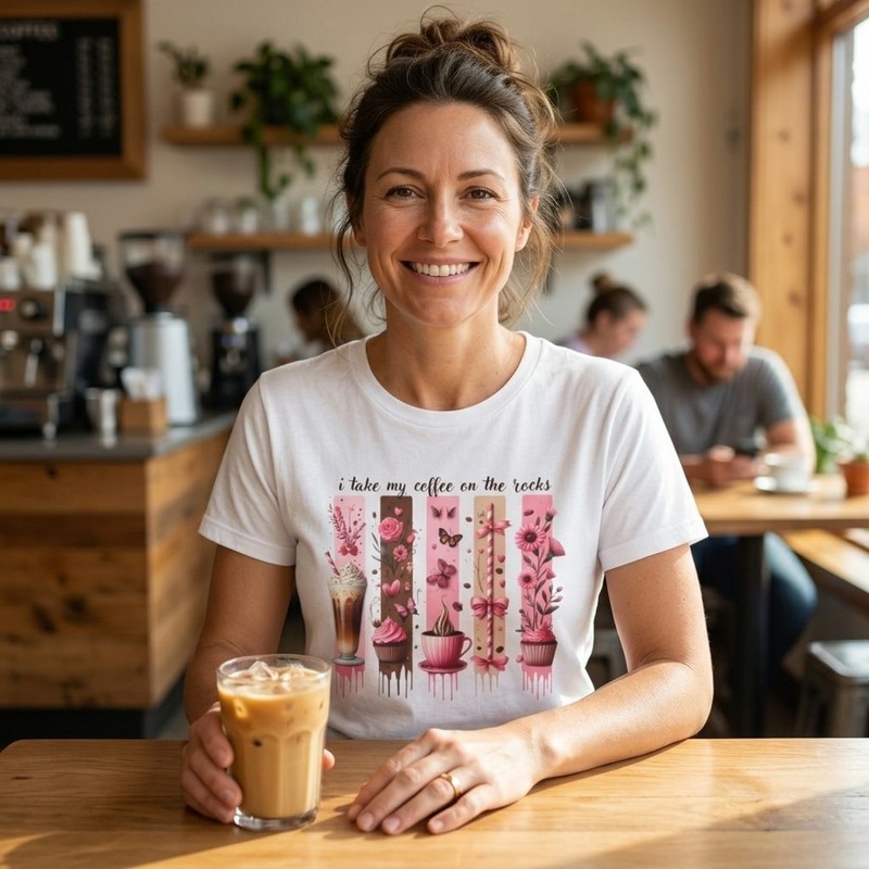 Unisex Softstyle T-Shirt Gildan 64000 I Take My Coffee On The Rocks Graphic