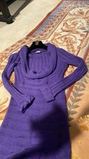 VERSACE Knit Turtle Neck Purple Sweater Dress