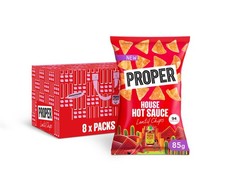 PROPER House Hot Sauce Lentil Chips 8 x 85g Sharing Bag 10.63 g (Pack of 8)