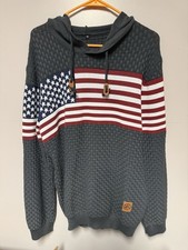 American Flag Pullover Knit Hoodie, Heavyweight, Soft And Very Comfortable