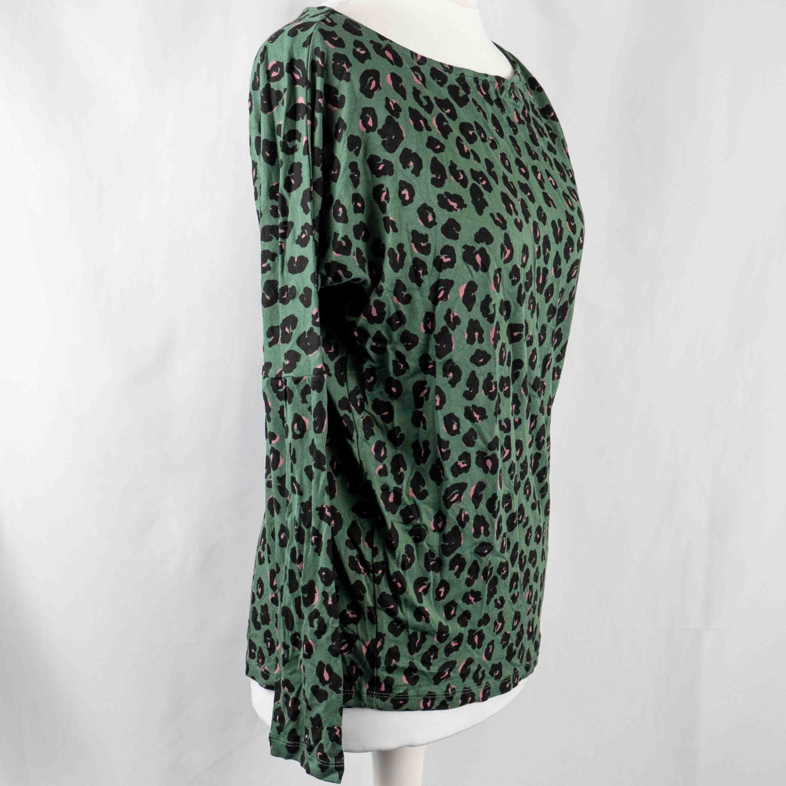 Next Green Leopard Print Long Sleeve 6 Top Pre-Owned image 2