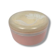 Vintage Jontue Fragrant Body Powder Pink Puff 3oz Revlon Made in USA Vanity Jar