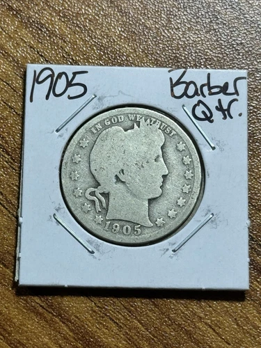 1905 P Barber Silver Quarter Nice G+ Good U.S. 25c Type Coin (Raw16681) M