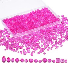 1200PCS Glass Beads Assorted Crystal Beads with Container Box Rose Red