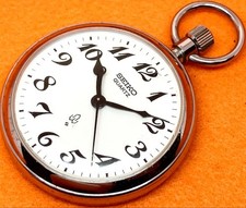 Vintage Seiko SEIKO QZ Pocket Watch, Made in 1979, Railway