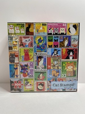 Re-marks NIB Cat Stamps 500 Piece Puzzle Sealed Colorful Cat Postage Stamps USA