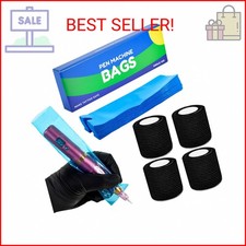 Auvitaya Tattoo Machine Covers with Tape Wrap, 200Pcs Large Pen Bags and 4Pcs Gr