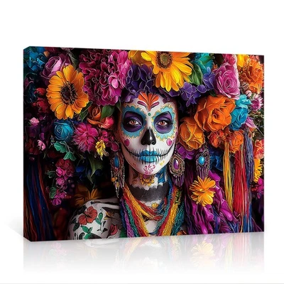 Day of the Dead Sugar Skull Canvas Wall Art Poster Print Mexican Artwork Decor