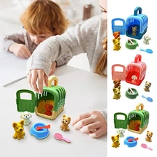 Pet Care Cage Play Set 8pcs Dog Cage Pretend Role Play Dog Grooming Toys For Kid