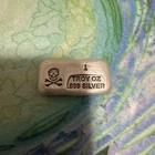 Prospector Gold & Gems, 1oz .999 Fine Silver,  Skull And Crossbones Bar, bullion