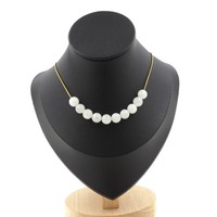 Halskette 10 Mondsteinperlen 8 Mm. Kette Aus Vergoldetem Edelstahl Halskette