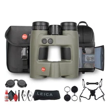 Leica 10x32 Geovid Pro Rangefinder Rugged Binoculars 2024 (Olive Green) - Bundle