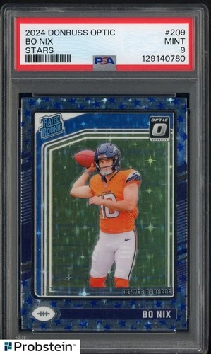 2024 Donruss Optic Stars Prizm #209 Bo Nix Denver Broncos RC Rookie PSA 9 MINT