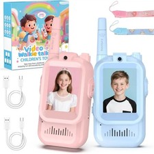 2 PACK Rechargeable Video Walkie Talkies for Kids Ages 3-12 Camping Hiking Toys