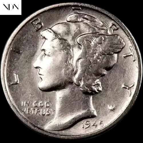 1945-S MICRO S Mercury Silver Dime - Almost Uncirculated AU