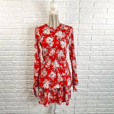 Divided H&M Floral Tiered Ruffle Open Back Dress Size 2