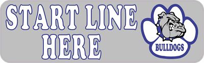10in x 3in Blue Bulldog Start Line Here Sticker Car Truck Vehicle Bumper Decal