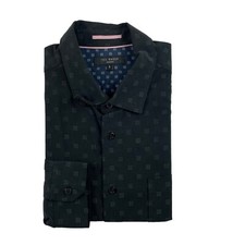 Ted Baker London Black Geometric Mens Button Front Size 5