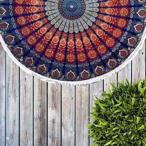 Blue Tapestry Wall Hanging Mandala Tapestries Indian Cotton Bedspread (72 Inches - Picture 4 of 12