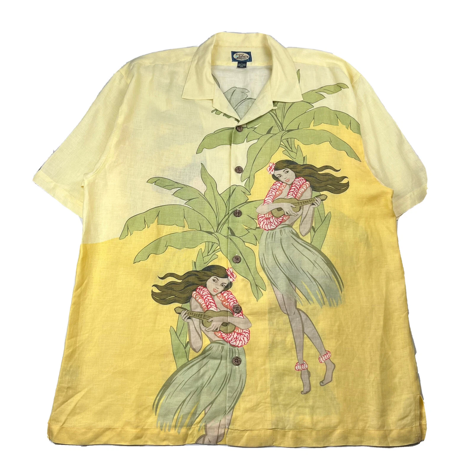 Tommy Bahama Linen Camp Collar Shirt Hawaiian Luau Hula Girl Dancer Yellow Large
Opens in a new wind