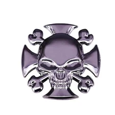 Bikers Iron Cross Enamel Pin Harley Skull & Crossbones Hat Backpack Badge Brooch