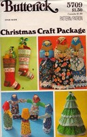 Butterick 5709 Pattern Christmas Craft Package Tree Dolls Stockings Vintage Butterick 5709 Pattern Christmas Craft Package Tree Dolls Stockings Vintage