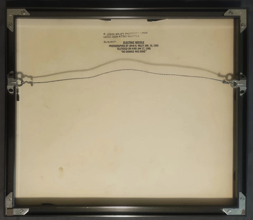 Lightening Strikes Space Needle Framed Photograph Seattle 1986 Photo John Wiley - Image 3 of 3