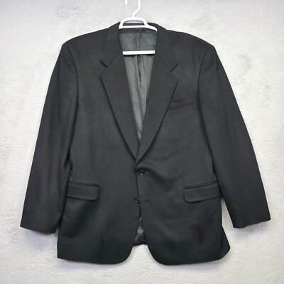 Louis Raphael Blazer Mens 44L Black Wool Cashmere Suit Jacket Sport Coat Preppy