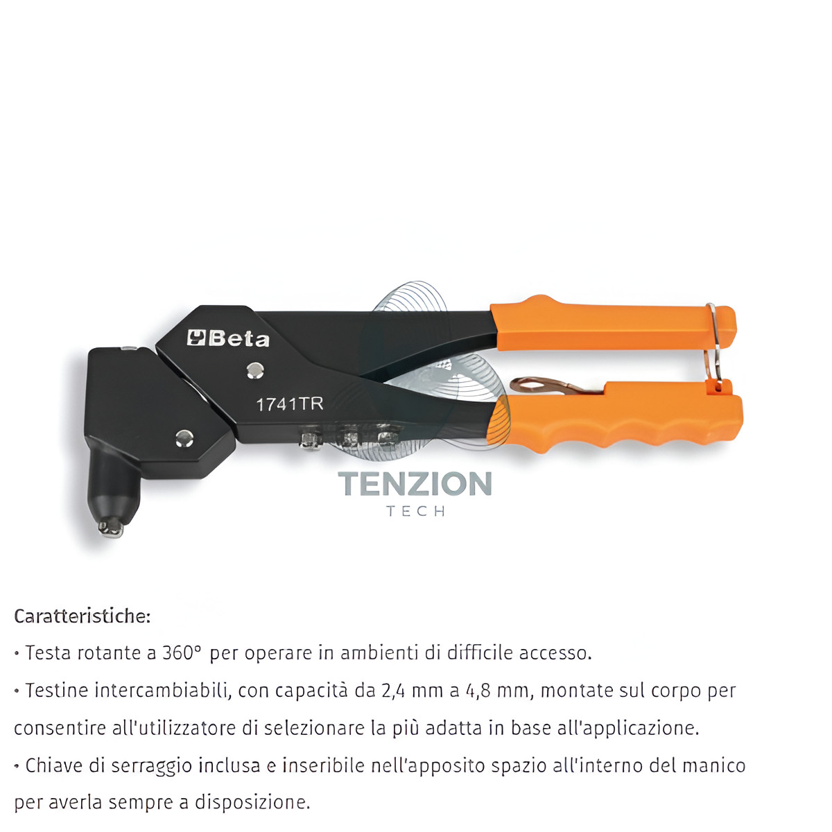 Beta 1741TR Rivettatrice Testa Rotante 360° | 4 Testine Professionale
