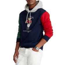 Polo Ralph Lauren Big Tall Men's Navy Polo Bear Colorblock Pullover Hoodie 4XLT