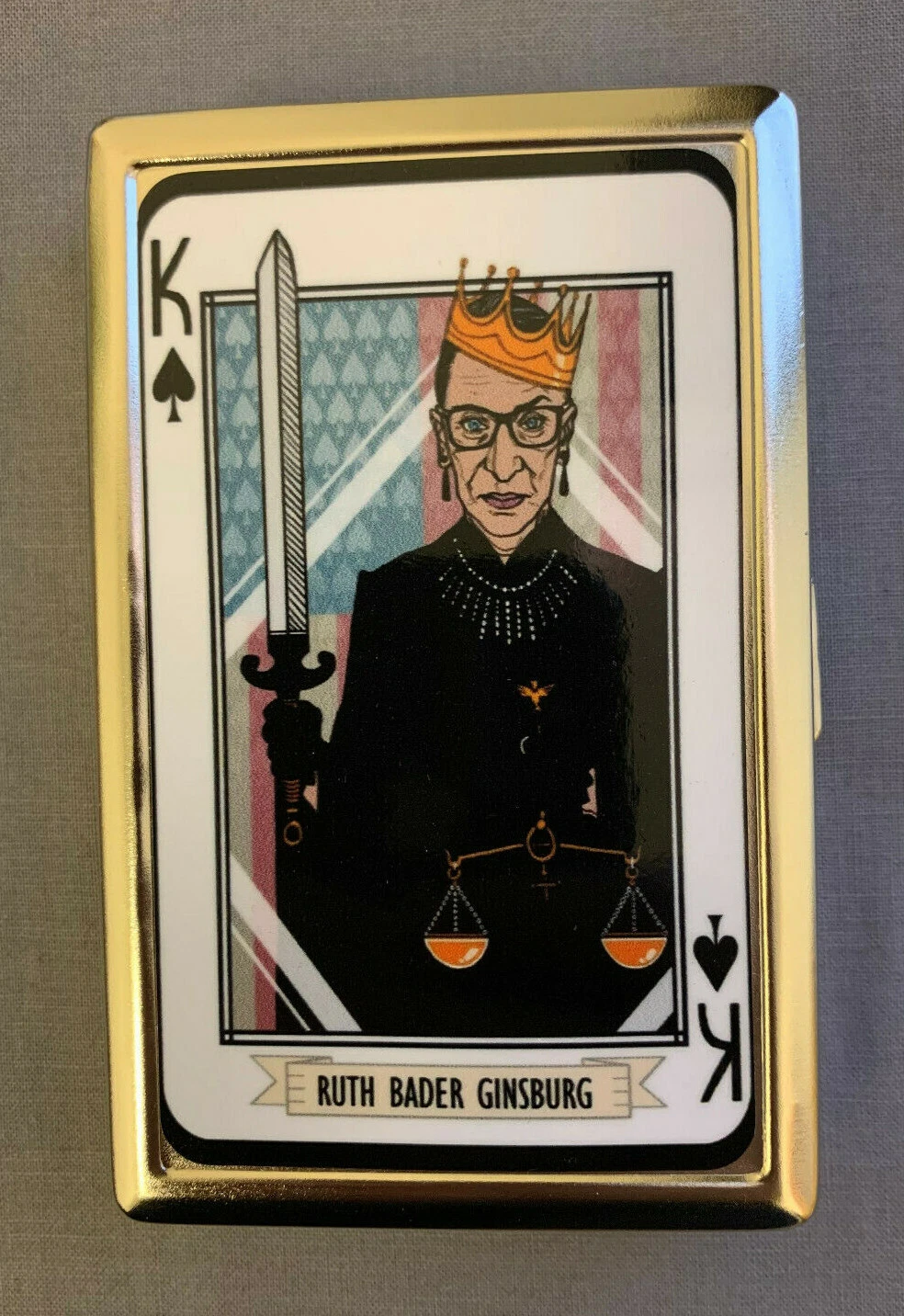 Porte cartes portefeuille argent / métal Justice Ruth Cour suprême