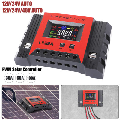 PWM Controlador de carga para solar panel 30A/60A/100A 12V/24V/48V LCD Regulador