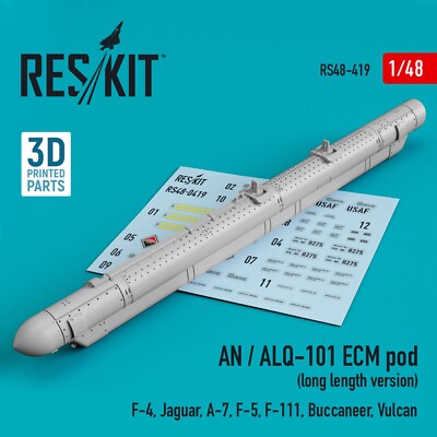 RS48-0419 1:48 AN/ALQ-101 ECM pod long F-4 Jaguar A-7 F-5 F-111 Buccaneer Vulcan
