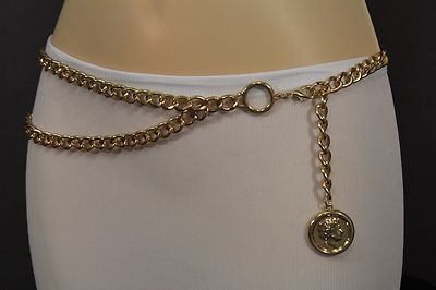 Women Gold Metal Chain Fashion Belt Hip High Waist Drape Coin Charm Plus XL XXL