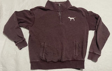 VS Victoria Secret PINK Love Pink '86 Burgundy 1/4 Zip Up Jacket Size XS