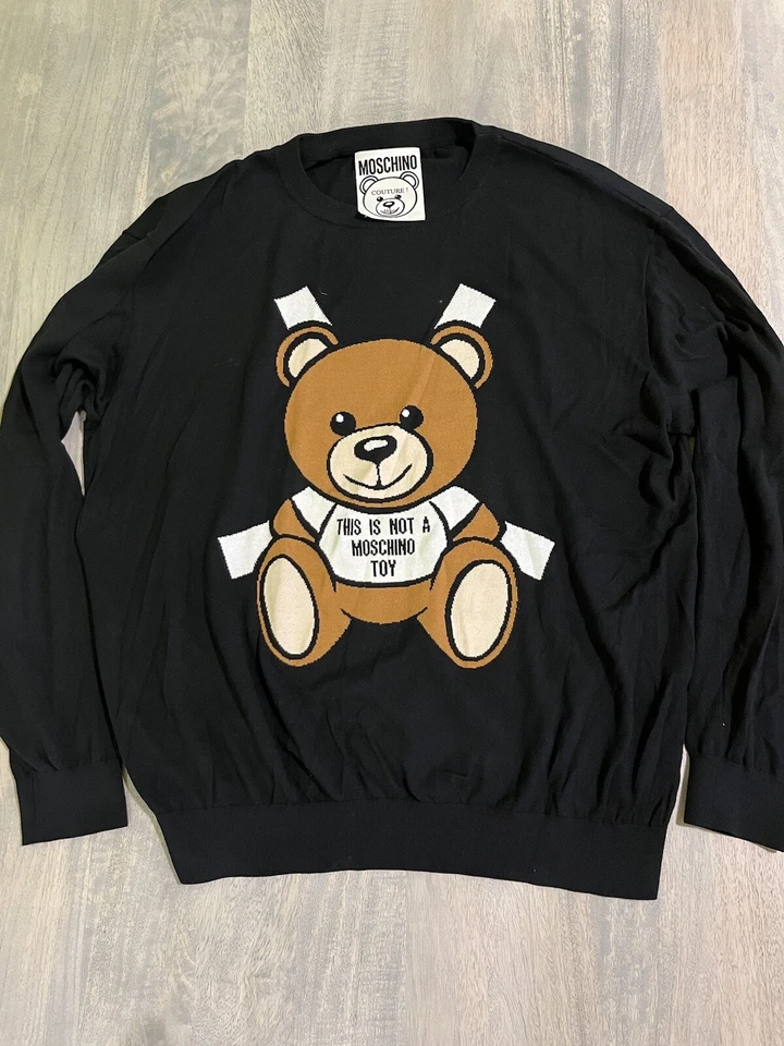 Suéter Moschino Tejido Manga Larga Talla 40 Mediano Oso de Peluche Papel Muñeca Temática Foto 3 de 4