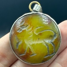 Stunning Ancient Roman Bronze Pendent With Unique Animal Intaglio