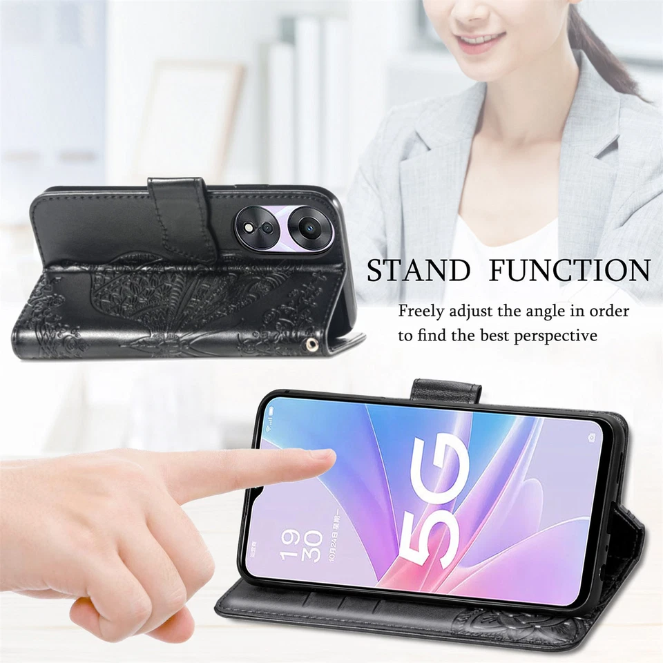 For Oppo Find X5 Lite Find X5 Pro A16e A57 A77 K10 Wallet Flip Case Stand Cover - Image 4 of 4