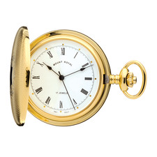 Gold Plated Polished Back Hunter Pocket Watch by Mount Royal Model No. B10