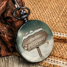 CHRISTMAS Pocket Watch Pendant "CHRISTMAS SIGN" Gift or Stocking Stuffer  