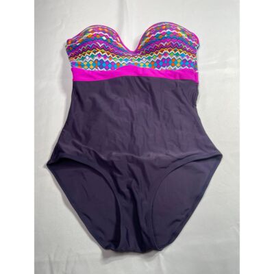 Ysabelmora One-Piece Swimsuit Colorful Aztec Print Bandeau and Pink US 8